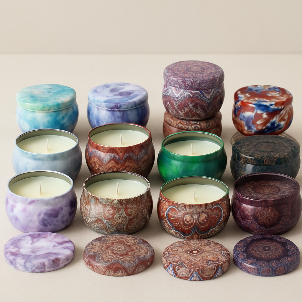 Decorative Marbled Tin Scented Candle
