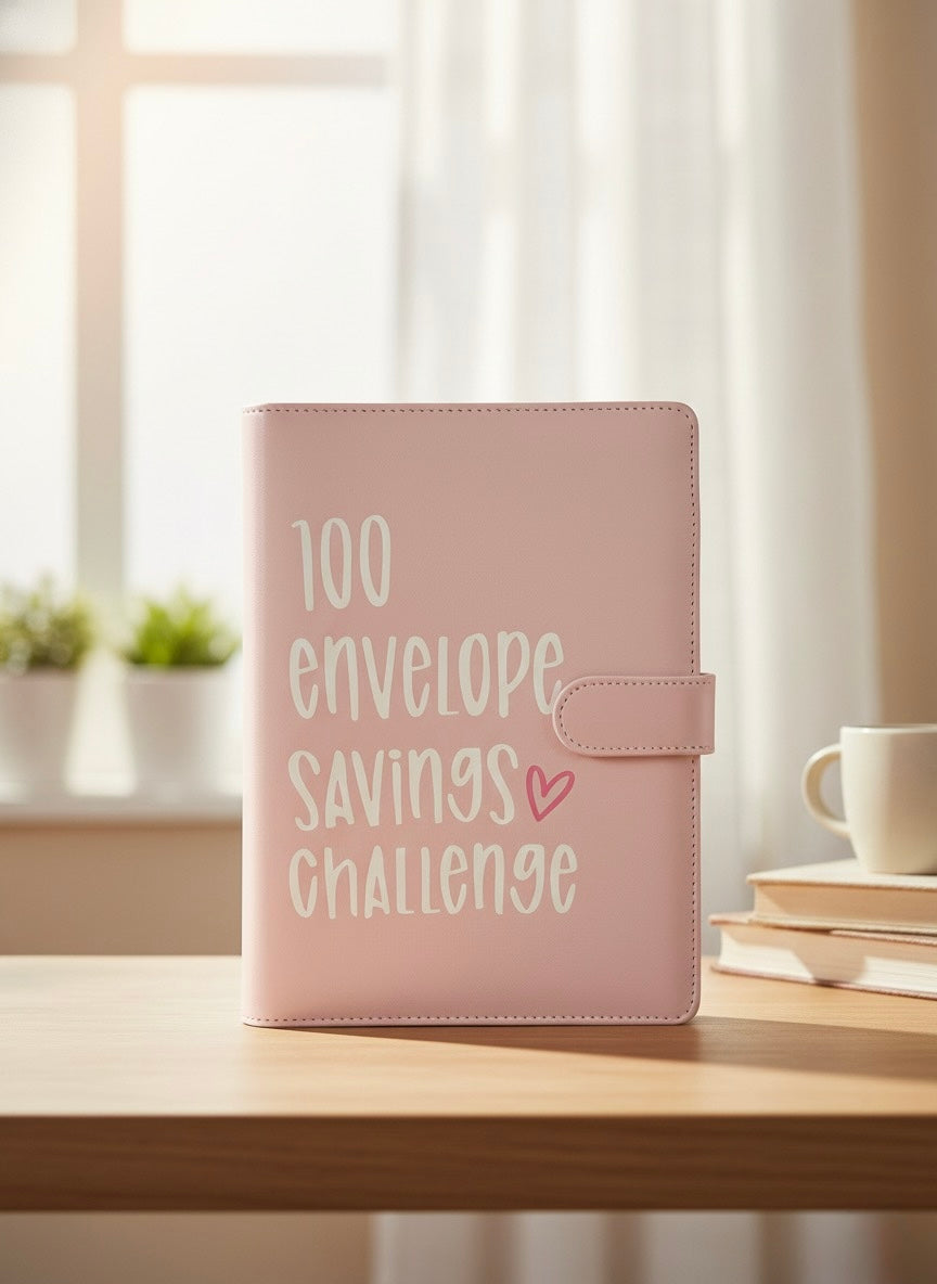 100 Envelope Savings Challenge Binder (Pink)