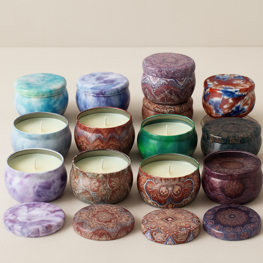 Decorative Marbled Tin Scented Candle