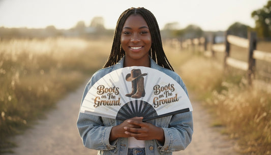 'Boots on the Ground' Folding Fan (White)