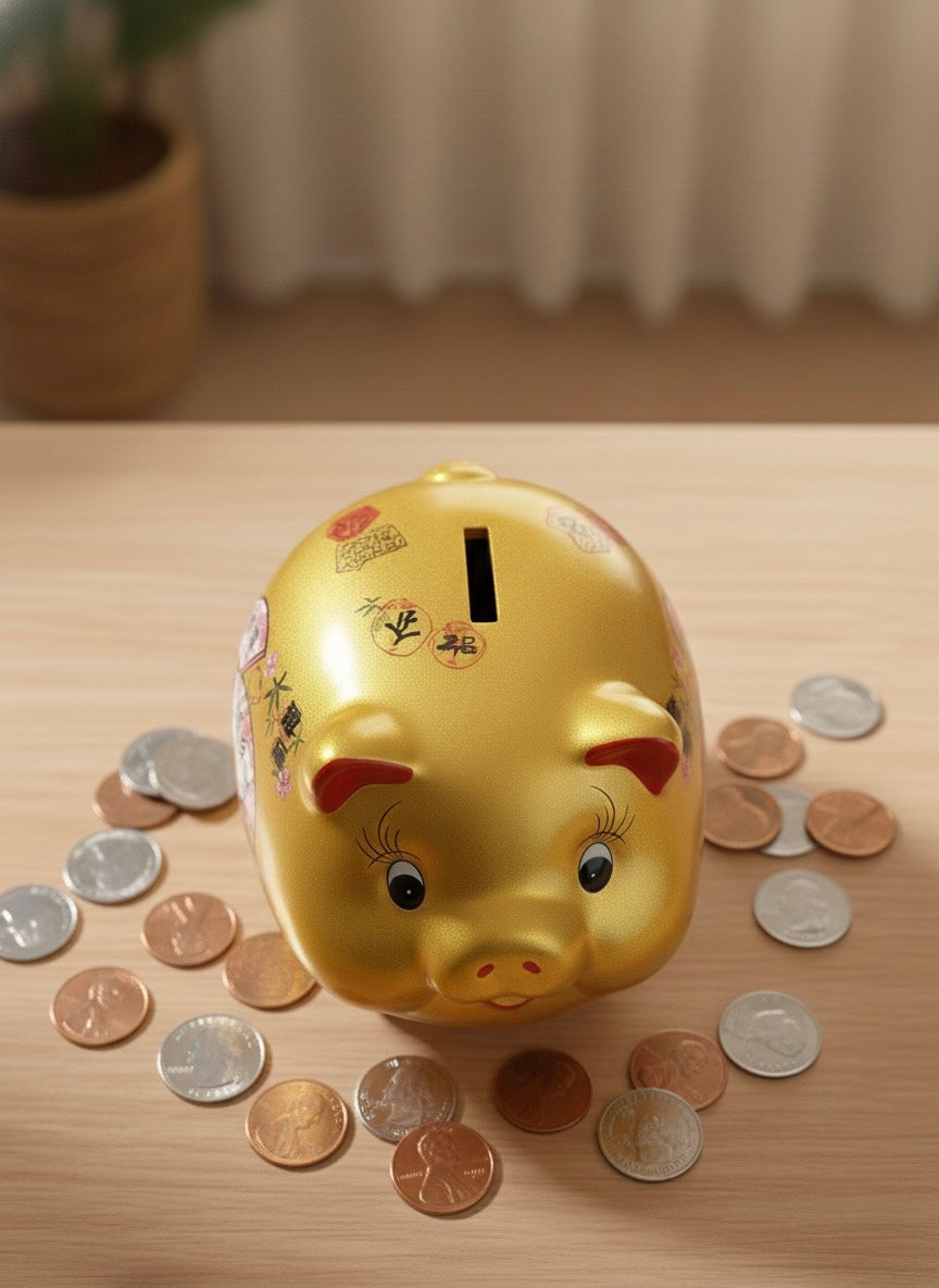 Ceramic Golden Piggy Bank