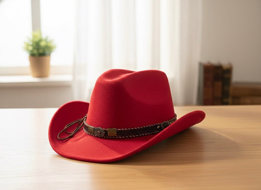 Classic Red Felt Cowboy Hat
