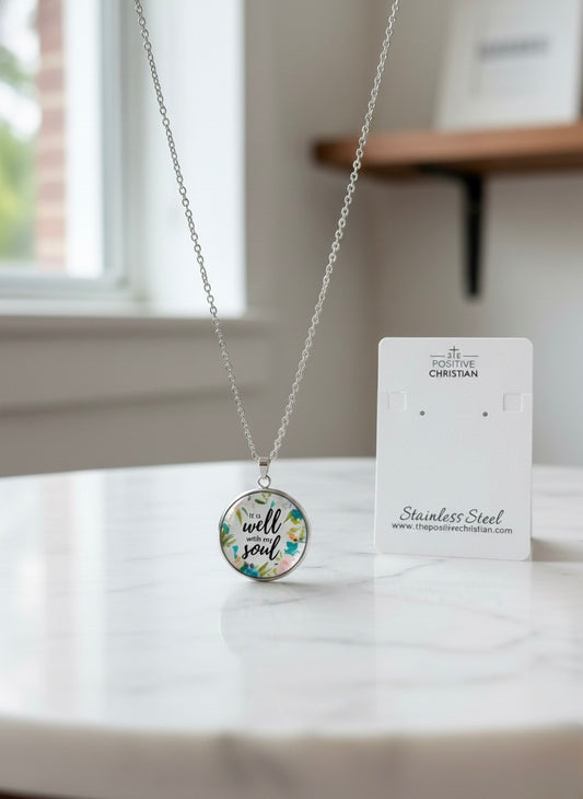 'It Is Well With My Soul' Floral Pendant Necklace