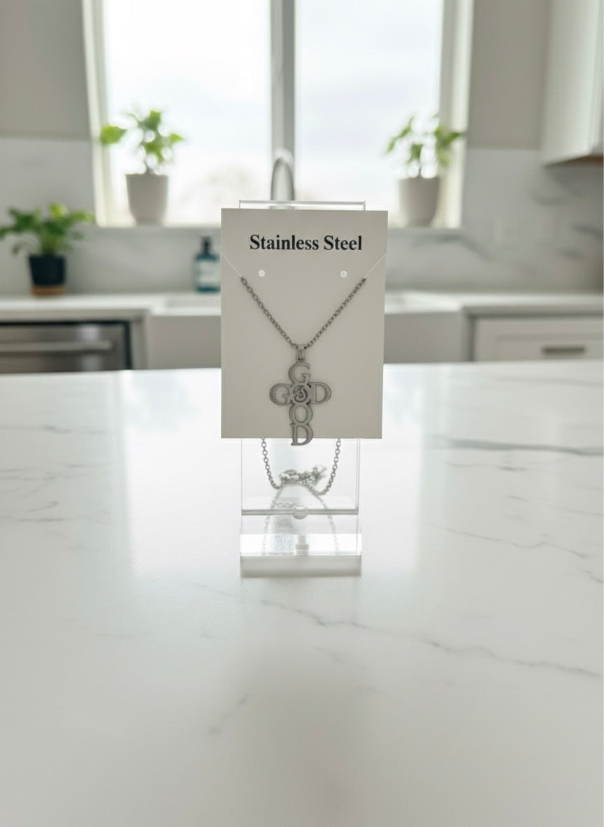 Stainless Steel 'GOD' Cross Necklace