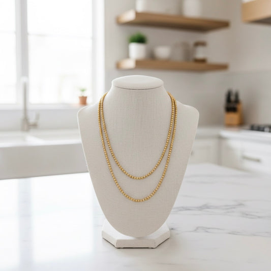 Gold Tone Beaded Layered Necklace