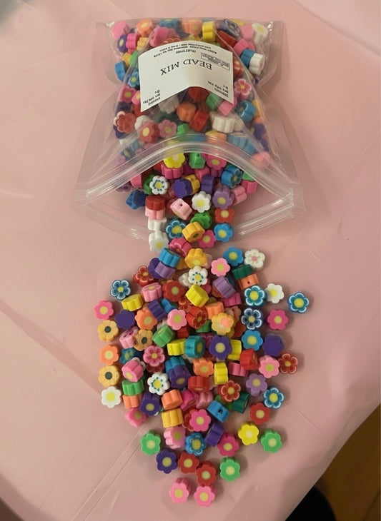Colorful Flower Polymer Clay Bead Mix