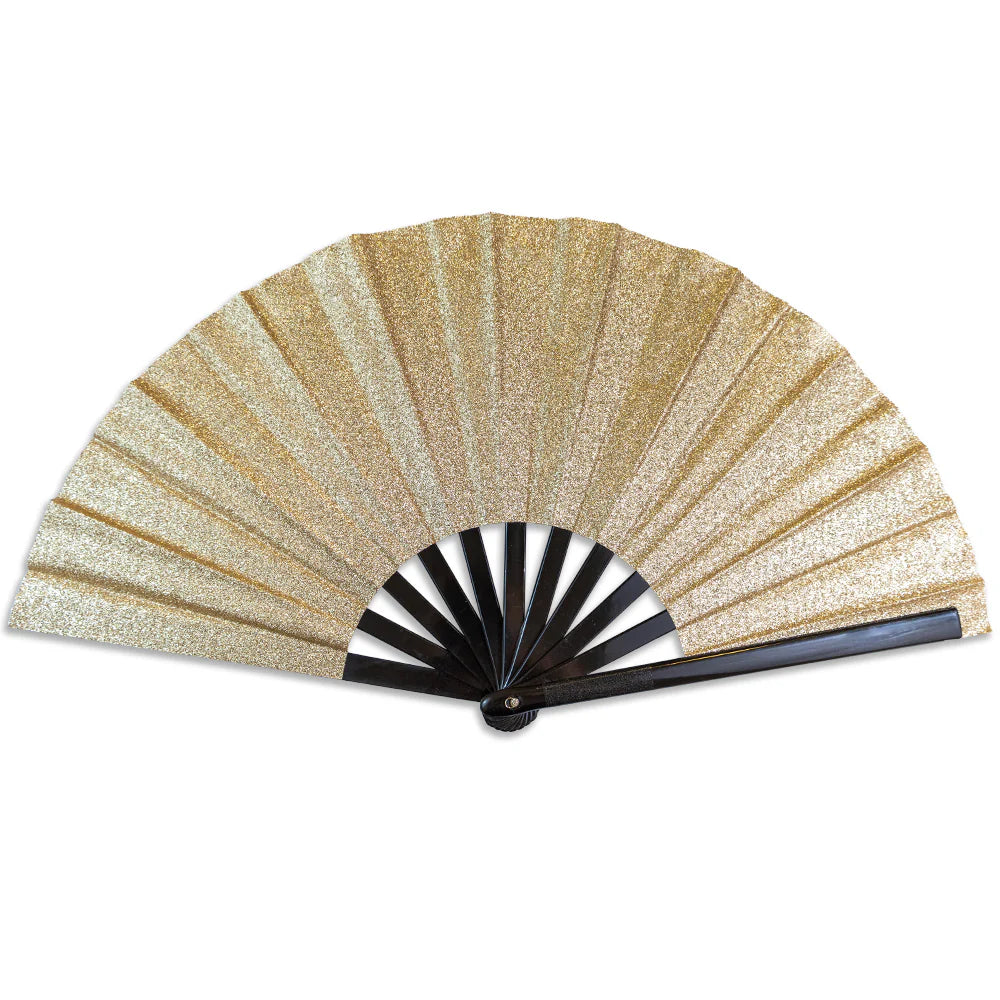 Glamorous Gold Glitter Hand Fan