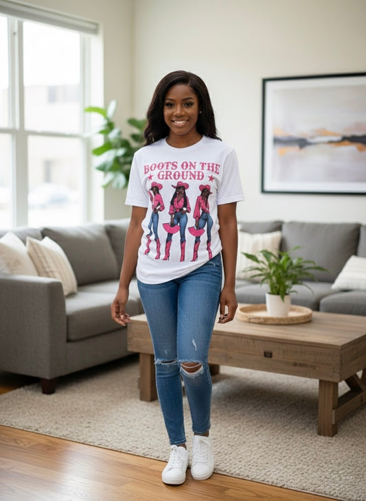 'Boots on the Ground' Graphic T-Shirt (White)