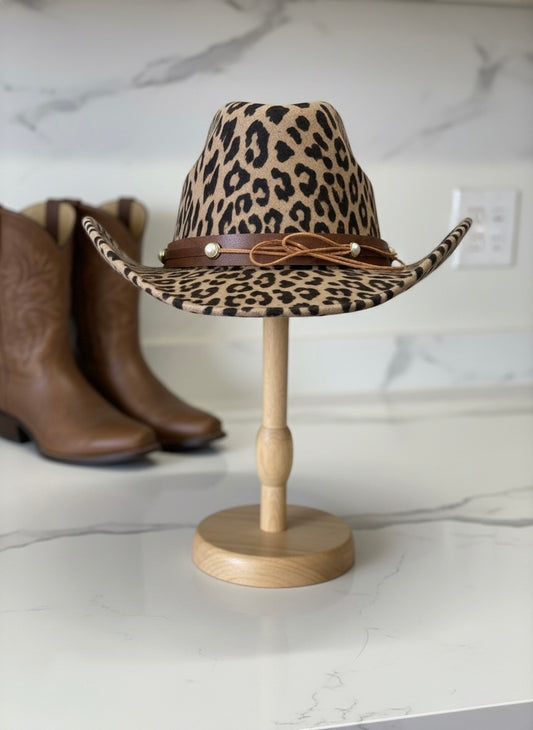 Leopard Print Felt Cowboy Hat